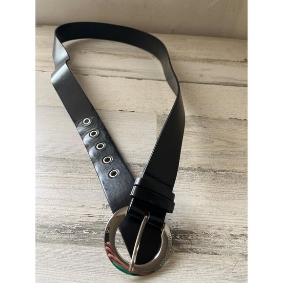 Michael Kors 556002 black synthetic leather belt with silver buckle - Picture 2 of 5